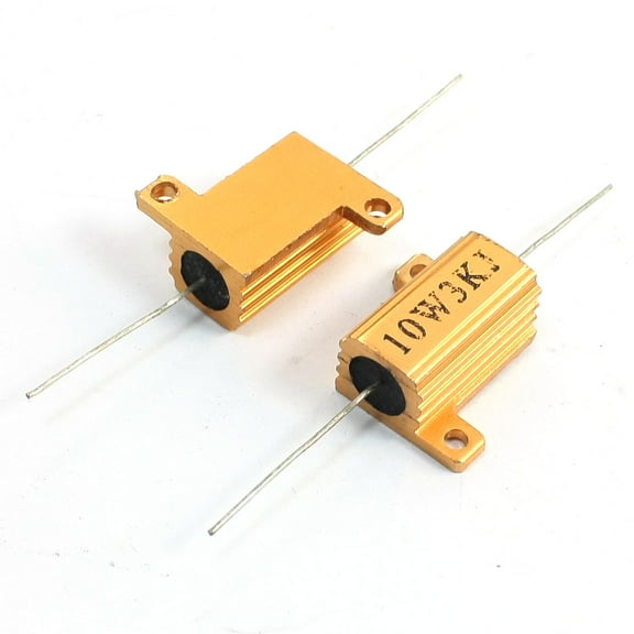 Unique Bargains 10W 10 Watt 3000 Ohm Gold Tone Aluminum Clad Wirewound Resistors 2Pcs