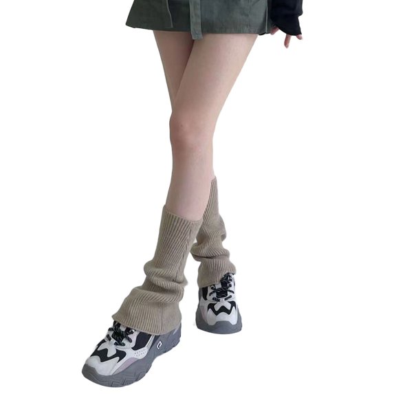 hirigin Knit Leg Warmers Solid Color Below Knee Leg Warmers Mid Tube Ribbed Socks for Women and Girls