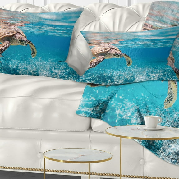 Designart Large Hawksbill Sea Turtle - Abstract Throw Pillow - 12x20