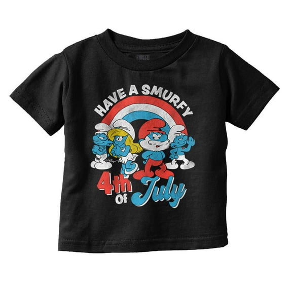 Retro Smurfs Cartoon 4th of July Toddler Boy Girl T Shirt Infant Toddler Brisco Brands 4T