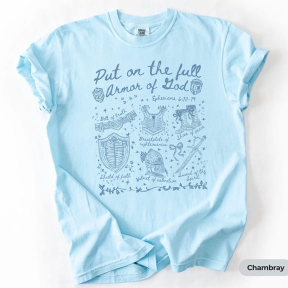 Armor Of God Christian Bible Verse Faith Based Religious Graphic Christ T-Shirt LIGHT BLUE Unisex S-5XL Hot Trending Shirt, Vintage Birthday Gift