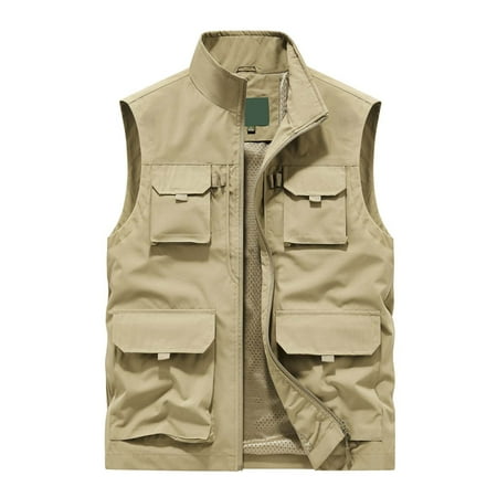 Outdoor Photography Fishing Men s Vest Pocket Workwear Large Size Shoulder Mountaineering with Horse Clip Polyester Material