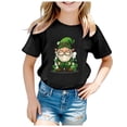 thumbnail image 4 of Yigsgc St. Patrick's Day T-Shirts for Kids,Girls Boys Leprechaun Shamrock Print Top Short Sleeve T-shirt Tee,Color Black,Size 12-13 Years, 4 of 4