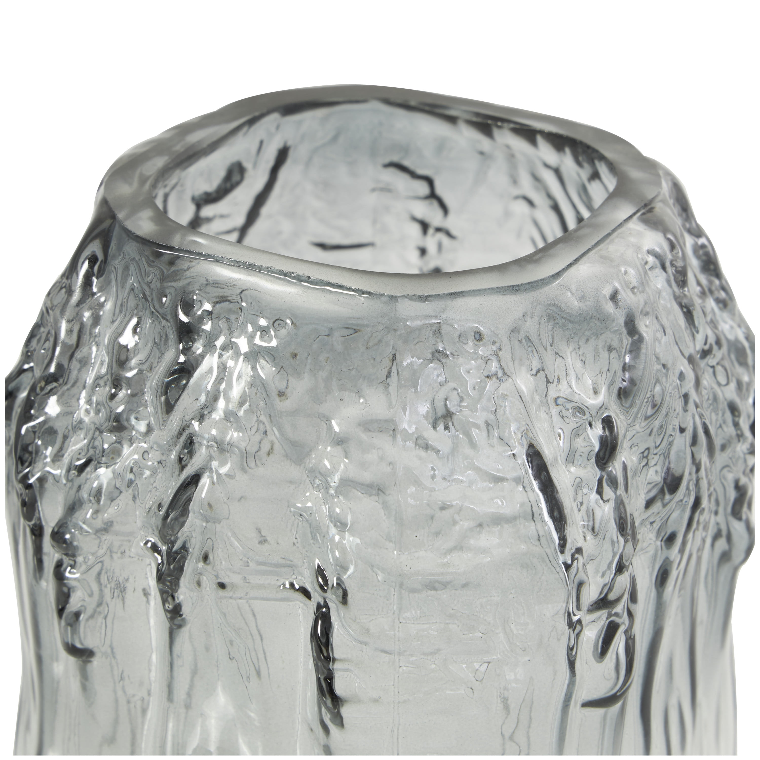 DecMode 11" Handmade Abstract Textured Rectangular Ombre Gray Glass Vase