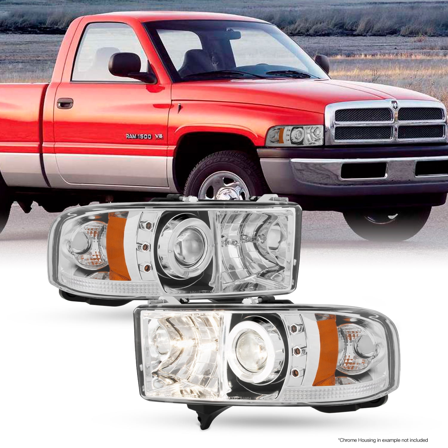 Spyder Dodge Ram 1500 94-01 Ram 2500/3500 94-02 99-01 Ram Sport Projector  Headlights LED Halo LED Replaceable LEDs Smoke High 900 