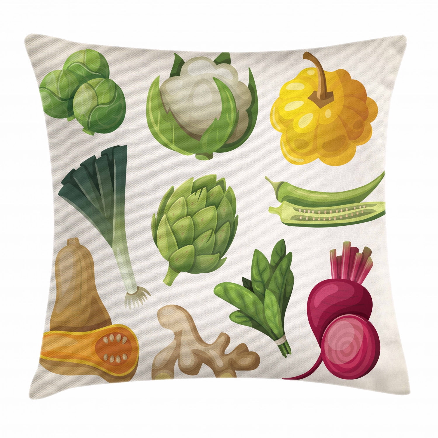 Vegetable Throw Pillow Cushion Cover, Exotic Menu Vegan Crop Growth
