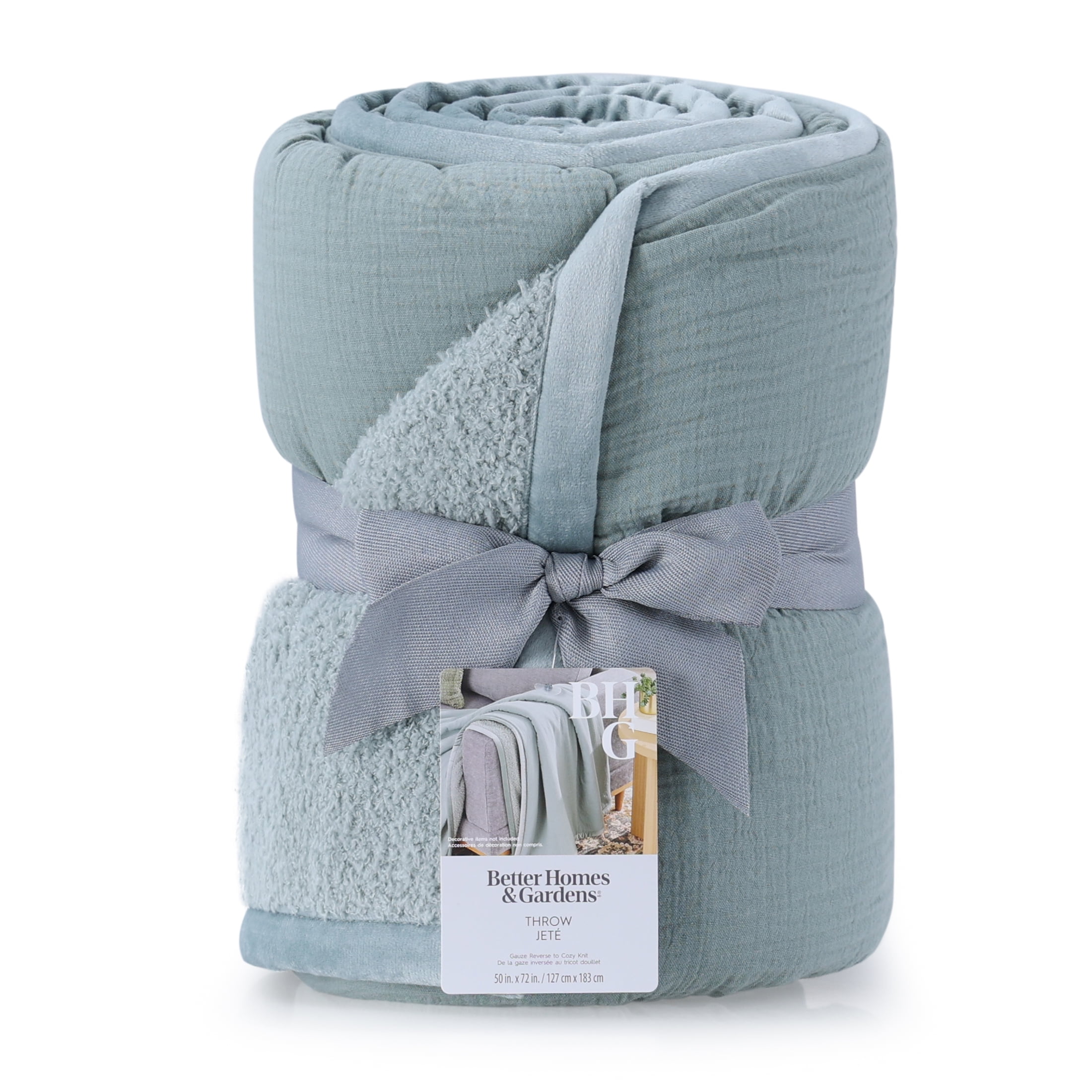 Better Homes & Gardens Gauze Reverse to Cozy Knit Throw Blanket