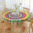 thumbnail image 3 of Colorful Tie Dye Spiral Mandala Pattern Round Fitted Tablecloth with Elastic Edge,Dining Table Cover Waterproof,Outdoor Round Tablecloth for Camping,Dining,Indoor and Outdoor, 3 of 7