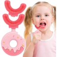 thumbnail image 1 of Cepillo de dientes en forma de U Rojo Verde silicona limpieza Integral suave 360 Talla S Rosa, 1 of 5
