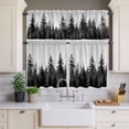 thumbnail image 4 of 3 Piece Kitchen Curtains and Valances Set Black Mist Forest Cafe Curtains 36 Inch Length Retro Country Watercolor Tree Scenery Valance & Tier Curtain for Living Room Bedroom Window 54"x18"+27"x36"*2, 4 of 6