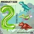thumbnail image 2 of 40 Inch Green Number Balloon, Green Number 2 And 3 Pcs Dinosaur Birthday Balloon, Large Foil Balloon Number, Decoration For Birthday Party And Animal Theme Party Dinosaur Party, 2 of 7