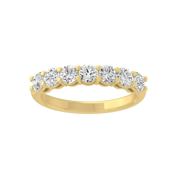ARAIYA FINE JEWELRY 10K Yellow Gold Lab Grown Diamond Seven-Stone Wedding Band Ring (3/4 cttw, D-E Color, VS Clarity) Size 7