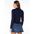 thumbnail image 6 of Celebrity Pink Women's and Women's Plus Mockneck Button Front Cardigan, Sizes XS-4X, 6 of 14