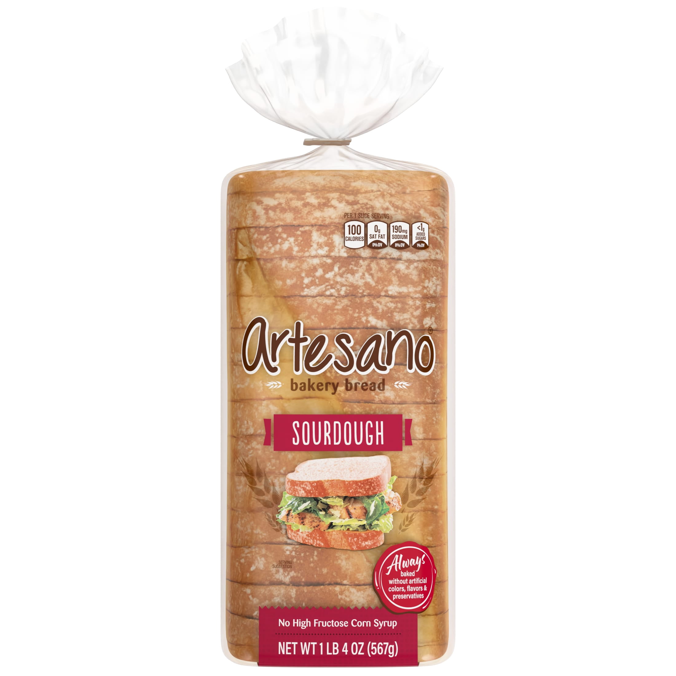 Artesano Sourdough Bakery Bread, 20 oz, Sourdough Sandwich Bread, Bag