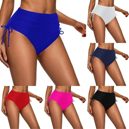 JSGEK Womens High Waisted Swim Bottoms Full Coverage Design Soft Fabric Relaxed Silhouette for Tropical Getaways Black L
