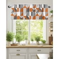 thumbnail image 2 of Curtain Valance for Windows,Mid Century Orange Color Block Nordic Style Kitchen Valances Rod Pocket Short Curtains,Abstract Gray Geometric Window Treatment Panel for Bedroom Bathroom 42"x12", 2 of 7