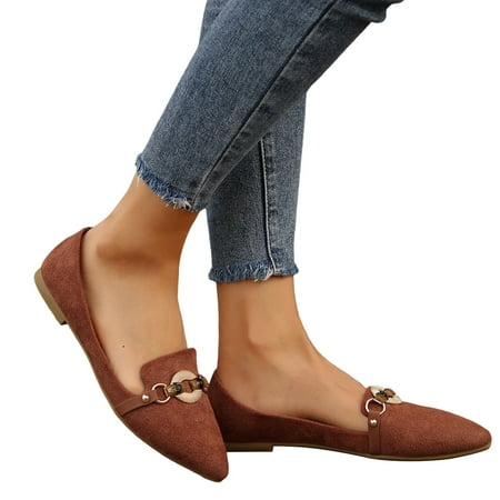 Mepaouo Women s Casual Loafer Flats Slip on Shoes Pointy Toe Suede Formal Business Dress Shoes