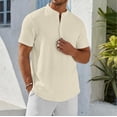 thumbnail image 4 of YATELLE Men's Henley Shirt Short Sleeve Stand Collar Summer Casual Beach Hippie T-Shirts, 4 of 5
