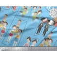 thumbnail image 3 of Soimoi Blue Cotton Voile Fabric Mirror Theme Human Figure Fabric Prints By Yard 42 Inch Wide, 3 of 3
