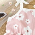 thumbnail image 4 of Tfken Summer Jumpsuit For Girls Sleeveless Spaghetti Strap Square Neck Floral Print Onesie Trendy Baby Soft Bodysuit Pink Size 18-24 Months, 4 of 5