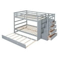 thumbnail image 5 of uhomepro Full Over Full Bunk Bed with Trundle, Pinewood Bed Frame with Full Length Guardrail Built-in Storage Ladder, Solid Wood Bunk Beds for Bedroom Guests Room, Gray, 5 of 10