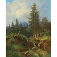 thumbnail image 3 of Joseph Jonas 12x14 Black Modern Framed Museum Art Print Titled - Landscape with Woodland Stream and Decorative Figures, 3 of 5