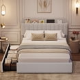 thumbnail image 4 of Eastvita Queen-Size Gray Bed Frame with Storage Headboard Bed Frame with 2 Drawers Boucle Upholstered Platform Bed with Bookcase No Box Spring Needed Easy to Assemble, 4 of 6
