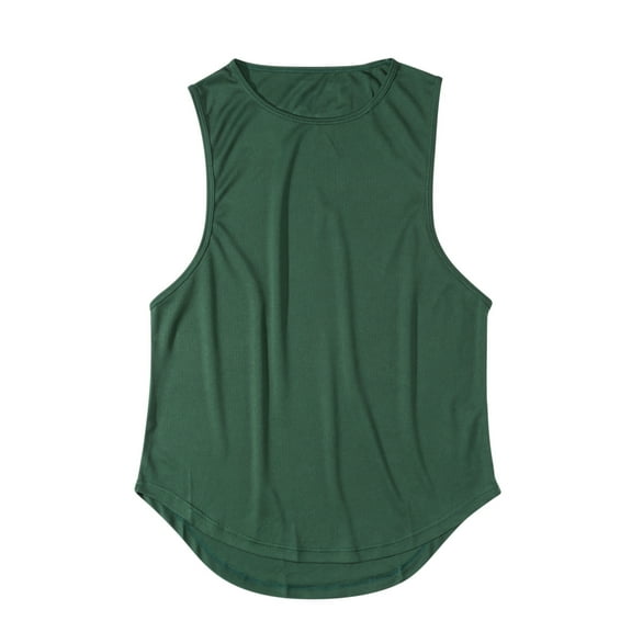 Wo-Fusoul Men's Quick-Dry Athletic Round Neck Sleeveless Vest - Solid Color Sport Tank Top, Moisture-Wicking & Durable