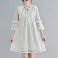 thumbnail image 1 of Vestido de encaje floral para mujer 3/4 mangas acampanadas con cuello en V volantes A-line Plus S Romacci Vestido de mujer, 1 of 7