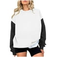 thumbnail image 5 of Htigea Womens Pullover Sweatshirts Patchwork Long Sleeve Fleece Crewneck Tops Lightweight Outdoor Athletic Shirts White L, 5 of 5