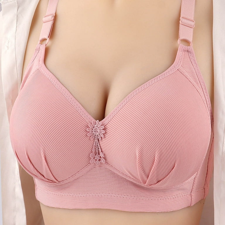 Bigersell Push up Bras for Women Clearance no Underwire Full-Coverage Bra  with Comfort Wide Strap Wire-Free Bra Style B-6 Ladies Bras Lightly Lined  Padded Bra V-Neck Wireless Bras Bralettes Pink L 