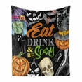 thumbnail image 1 of Halloween Soft Flannel Fleece Blanket, Eat Drink and Be Scary Colorful Sketchy Witch Skull Pumpkins Bats, Cozy Plush for Indoor and Outdoor Use, 60" x 80", Charcoal Grey Multicolor, by Ambesonne, 1 of 6