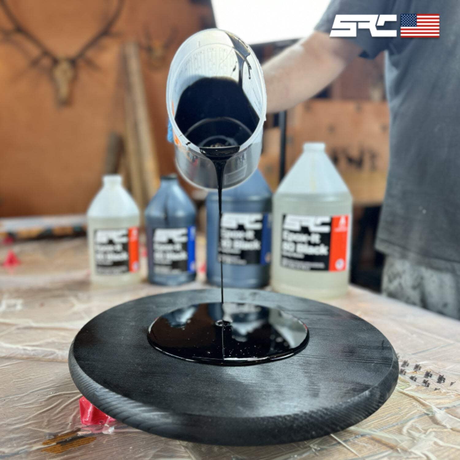 SPRESIN Black Epoxy Resin 32 Oz (16 Oz Part A + 16 Oz Part B) High-Gloss Pure Black Resin, No Epoxy Dye, Pigment, or Mica Powder Needed, for DIY Bubble, Tabletops, Art, Jewelry Making