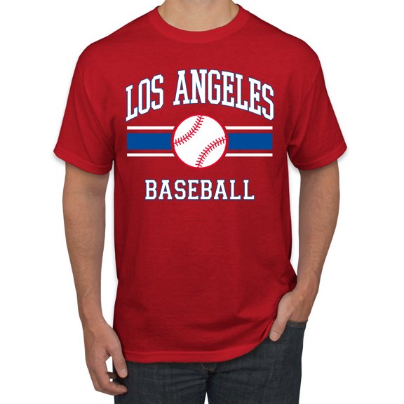 Wild Bobby City of Los Angeles LA Baseball Fantasy Fan Sports Men's T-Shirt, Red, Medium