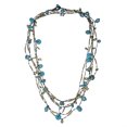 thumbnail image 2 of Waterfall Handmade Long Blue TQ Brass Layer Multi-Strand Statement Necklace, 2 of 3