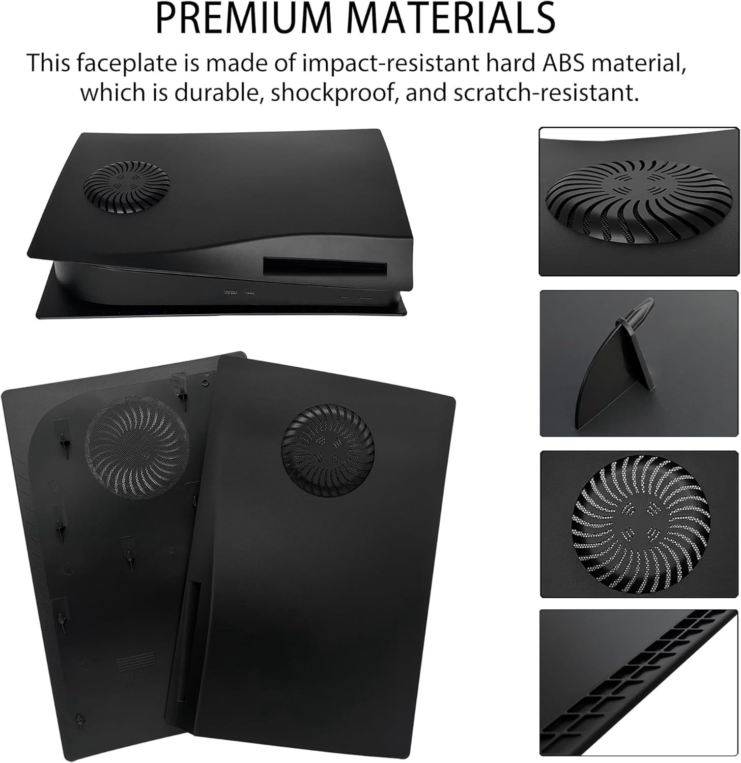 Faceplate with RGB Light Strip for PS5 and Dust Filter for Cooling Vents Uberwith 400+ Effects LED Light Ring Console Cover for Disc Edition DIY Decoration Kit Accessories Black