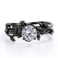 thumbnail image 1 of JeenMata Juego de Anillos de Boda de Diamantes Reales Redondos de Medio Quilate Juego de Anillos de Boda con Diamantes en Forma de Hoja y Enredadera: Oro Negro de 10 K, 1 of 6