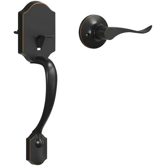 Front Door Handle Set No Lock Exterior Door Handle with Reversible Lever, Entry Door Handleset for Right & Left-Handed Doors, Oil Rubbed Bronze$$Tools & Hardware Other