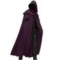 thumbnail image 2 of Lilgiuy Men Patchwork Hooded Casual Party Retro Gothic Long Cloak Stage Outfit for Party Club Birthday, 2 of 5