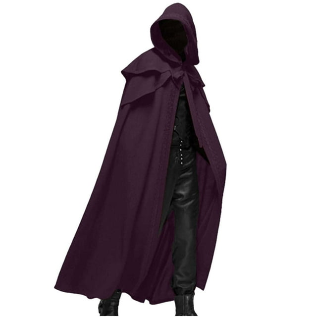 Haut à Capuche Patchwork Solide pour Hommes Décontracté Fête Rétro Gothique Long Cape Tenue de Scène