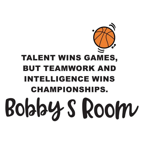 Holiday Gift Boys Intelligence wins Championships Motivational Sports Wall Decal Decoration Sports Quote Decal for Boy's Room Decoration Lasts Years and Easily Removable - Size: 12 in x 9 in