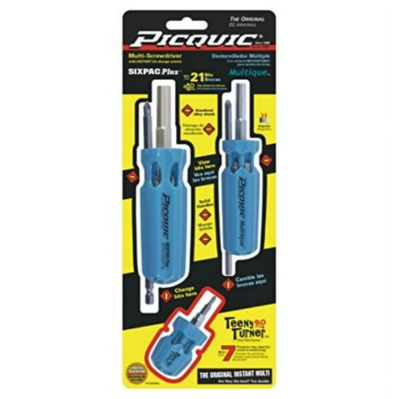 Picquic 88562 Carded Combo Pack with Sixpac Plus, Multique and Teeny Turner Drivers, Assorted, 3-Piece