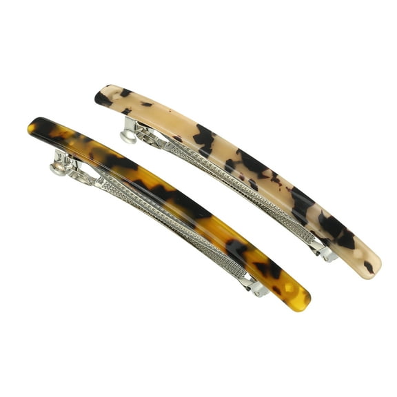 Unique Bargains 2 Pcs Hair Barrettes Tortoise Shell Hair Clips Acetate French Hair Barrettes for Thick Hair Amber Brown