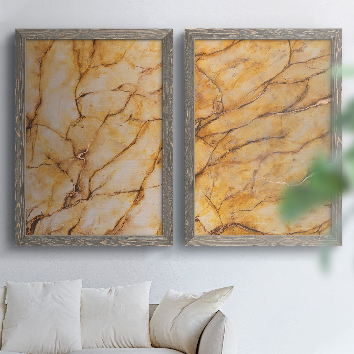 Yellow Marble I - Premium Framed Canvas 2 Piece Set - Ready to Hang