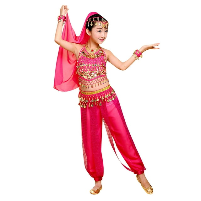 REDARER Danse du Ventre pour Filles Tenue Élégante de Spectacle Ensemble de Robe de Fête d'Halloween, Taille : 3-4 Ans