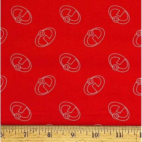 1/2 Yard - Disney Incredibles on Red Cotton Fabric (Great for Quilting, Sewing, Craft Projects, Throw Pillows & More) 1/2 Yard X 44" Wide