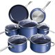 thumbnail image 1 of Nuwave Healthy Duralon Blue - Juego de utensilios de cocina antiadherentes de cerámica, con infusión de diamante, resistente a los arañazos, sin PFAS, apto para lavavajillas y horno, listo para inducc, 1 of 5