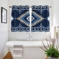 thumbnail image 3 of Blue Boho Kitchen Curtains Short 45 Inch Length, Aztec Southwest Abstract Geometric Motifs Grommet Top Bedroom Living Room Curtains, Light Filtering Cafe Curtain Drapes 2 Panels Set 84''x45'', 3 of 9