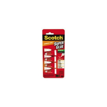 3M Scotch Single Use Super Glue Gel, 0.5g, 4/Pkg.