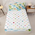 thumbnail image 4 of Metsweet Watercolor Dino Zipper Twin Comforter Sets with Fitted Sheet and 2 Pillowcases, Volcano Palm Tree Zipper Bedding Set, Blue Green White,4-Piece, 4 of 6